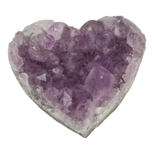 Amethist hart van 82mm breed gemaakt van ruwe amethist met kristallen