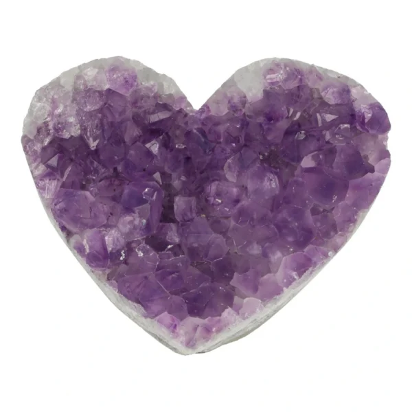 Amethist hart van 92mm breed gemaakt van ruwe amethist met kristallen