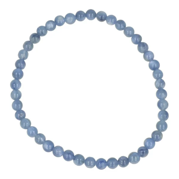 Fraaie blauwe kyaniet armband met kralen van 4mm op rekbaar koord