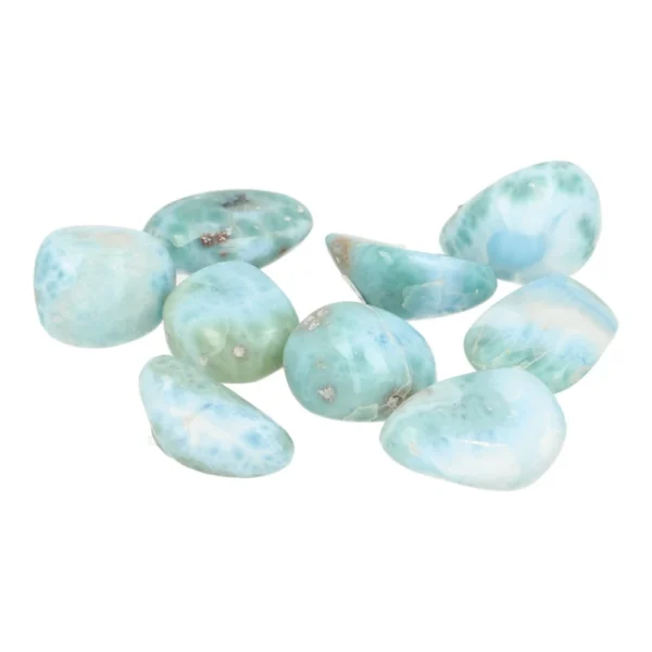 Fraaie larimar trommelsteen van 2-2,5cm lang uit de Domincaanse Republiek