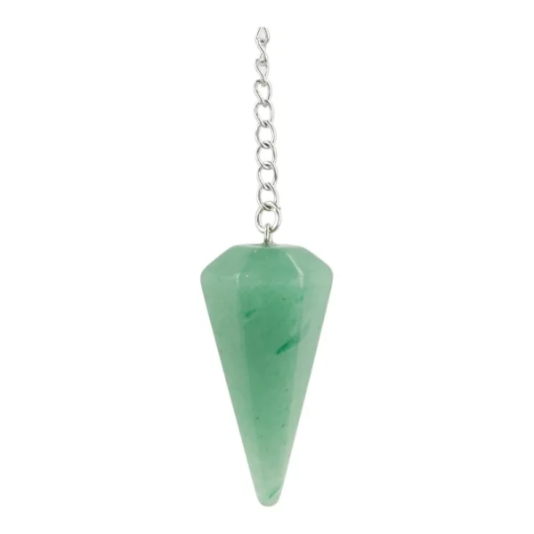 Fraaie groene aventurijn pendel punt van 4cm hoog aan een verzilverde ketting van 20cm