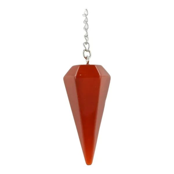 Mooie heldere carneool pendel punt van 4cm hoog aan ketting van 20cm