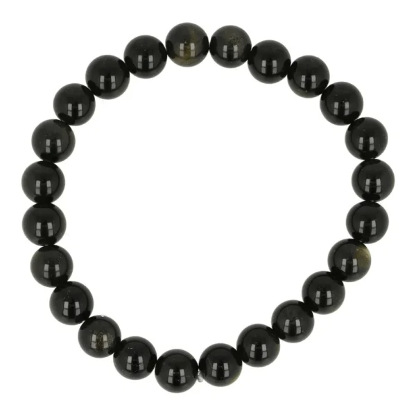 Fraai glanzende goudglans obsidiaan armband met kralen van 8mm op rekbaar koord