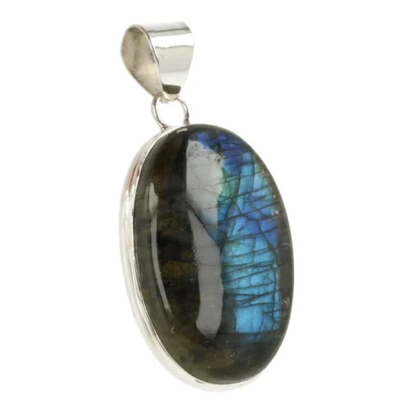 Fraaie blauwgroene labradoriet hanger in zilver LA11 van 33mm hoog