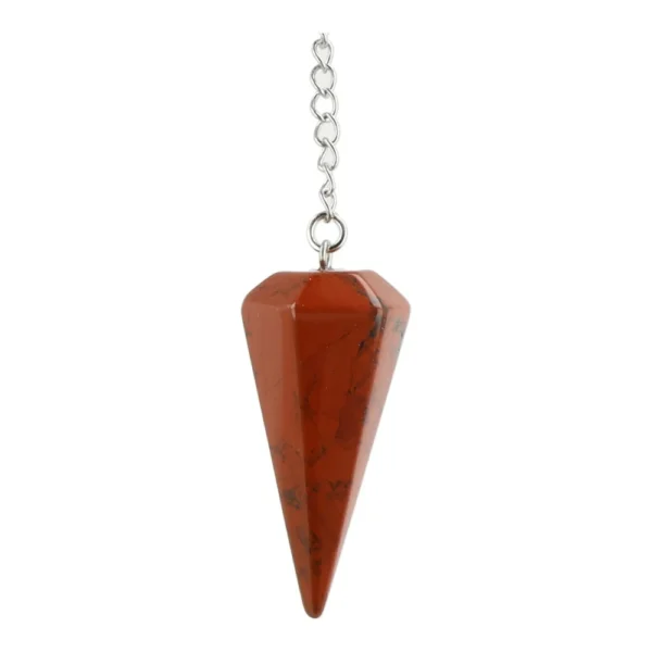 Mooie rode jaspis pendel punt van 4cm hoog aan ketting van 20cm
