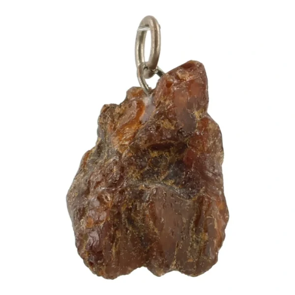 Spniel hanger met oogje ruw uit een stukje ruwe bruine spinel