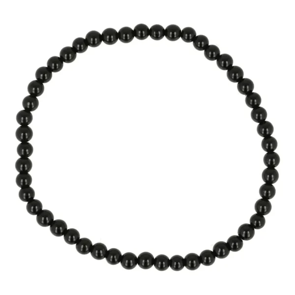 Zwarte onyx armband met kralen van 4mm op rekbaar koord