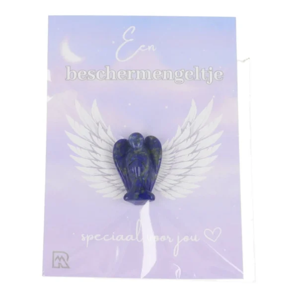 Lapis lazuli beschermengel van 2,5cm op leuk kaartje