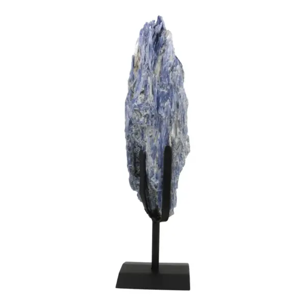 Fraaie blauwe kyaniet op standaard van metaal (nr.3) en 33cm hoog uit Brazilië