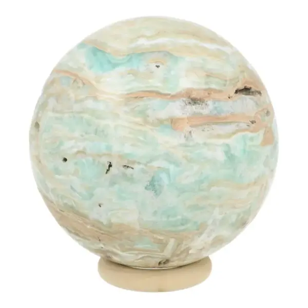 Mooi getekende carribean blue calciet bol met diameter van 64mm (nr.2) uit Pakistan