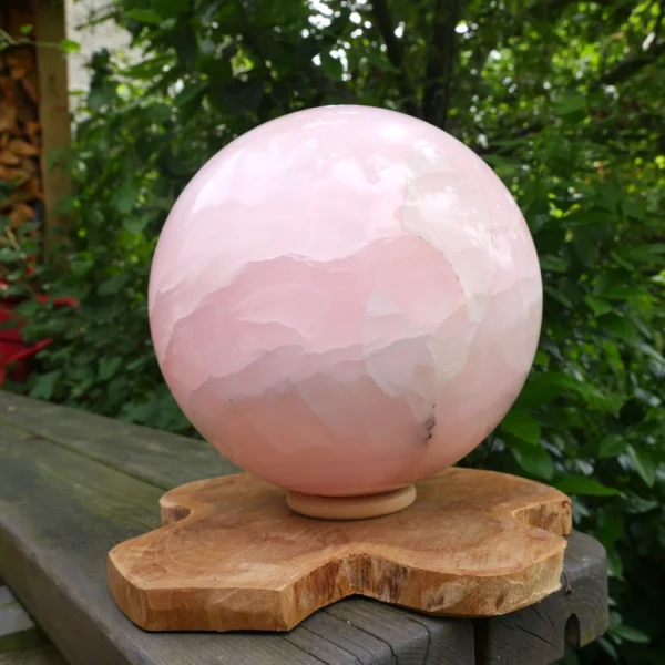 Zeer fraaie roze mangano calciet bol met diameter van 19,7cm en bijna 11kg