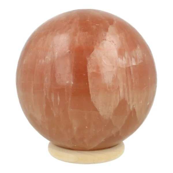 Rode calciet bol met diameter van ruim 10cm op houten ring