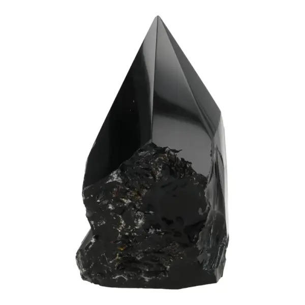 Fraaie zwarte obsidiaan punt van 12,7cm hoog (nr.3)
