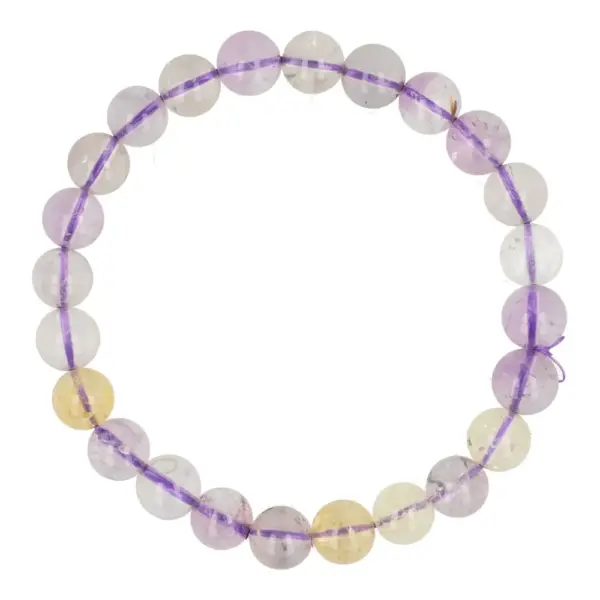 Fraaie heldere ametrien armband met kralen van 8mm op rekbaar koord en passend bij een polsomtrek van 16-17cm