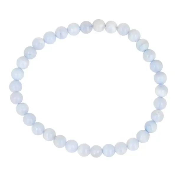 Mooie kwaliteit blauwe chalcedoon armband met kralen van 6mm op rekbaar koord