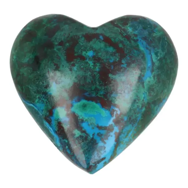 Bijzonder chrysocolla hart van 44mm breed (nr.2) uit Peru