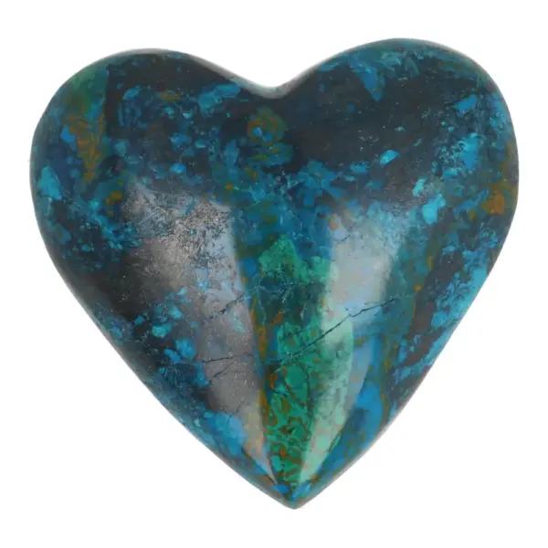 Leuk chrysocolla hart van 44mm breed (nr.1) uit Peru