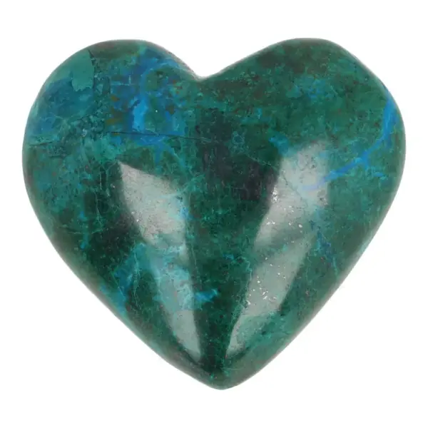 Bijzonder chrysocolla hart van 45mm breed uit Peru