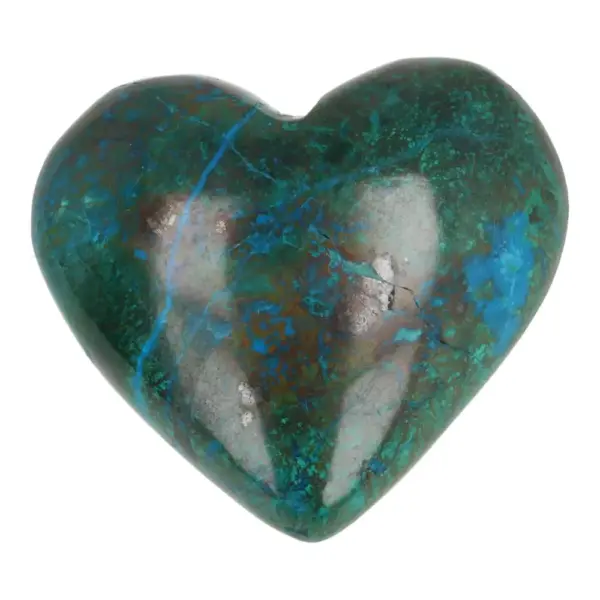 Fraai chrysocolla hart van 46mm breed uit Peru