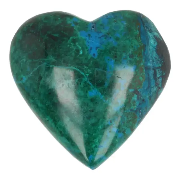 Fraai chrysocolla hart van 52mm breed uit Peru