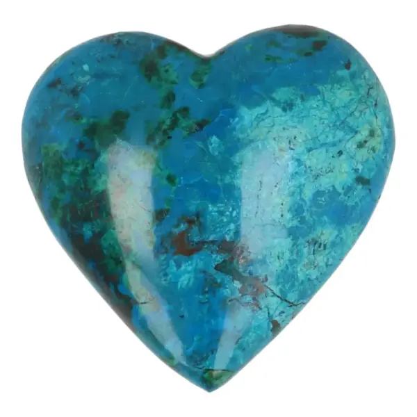 Fraai chrysocolla hart van 6cm breed uit Peru