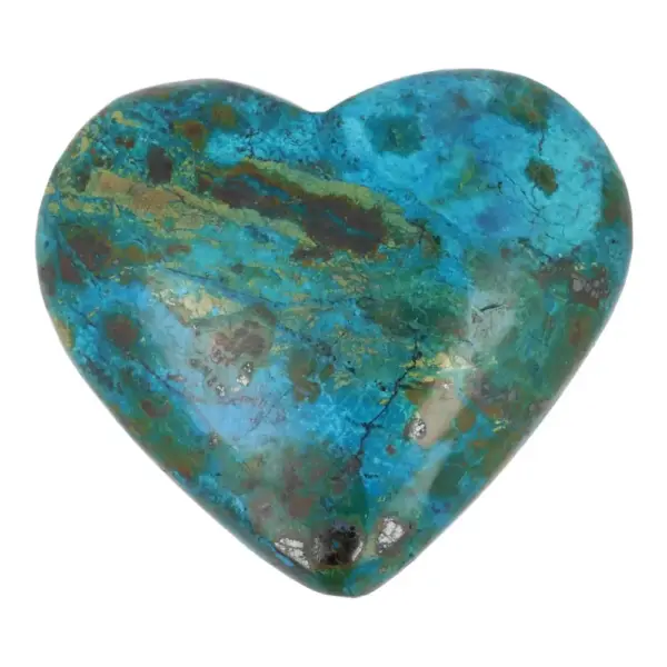 Fraai getekend chrysocolla hart van 65mm breed uit Peru