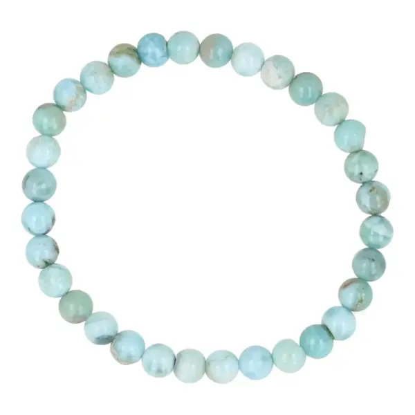 Fraaie larimar armband met kralen van 6mm op rekbaar koord