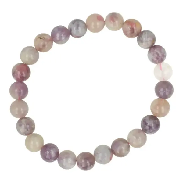 Fraaie pegmatiet armband met kralen van 8mm en passend bij een polsomtrek van 16-17,5cm