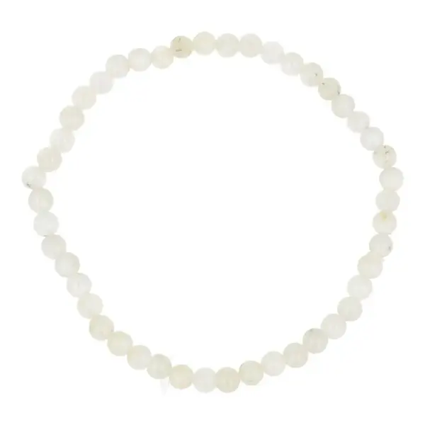 Fijne witte maansteen armband met 4mm kralen op rekbaar koord