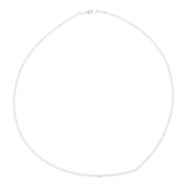 Fraaie witte maansteen ketting met facet geslepen kralen van 2mm, zilveren sluiting en 45cm lang