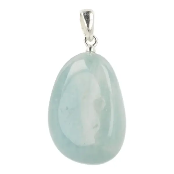 Blauwe aquamarijn hanger met oogje van zilver