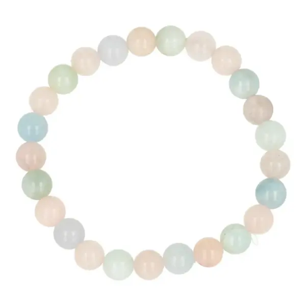 Aquamarijn met morganiet (beryl) armband 8mm kralen
