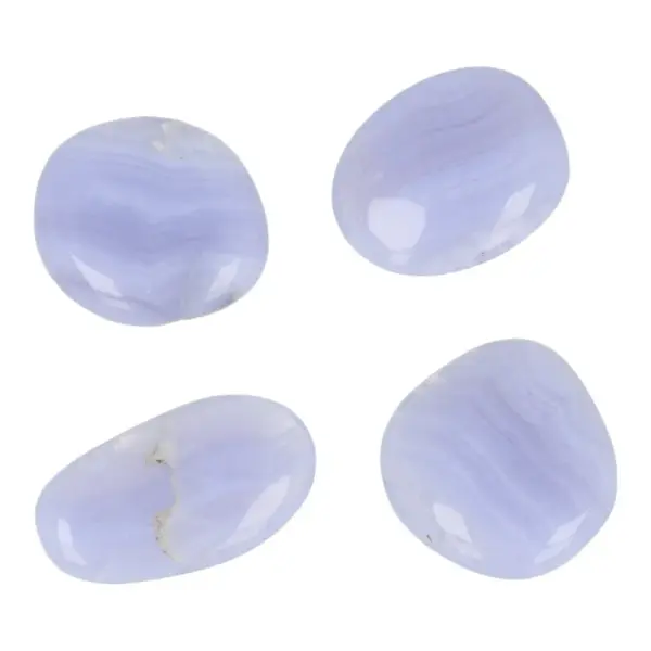 Fijne blauwe chalcedoon zaksteen van 3-3,5cm lang
