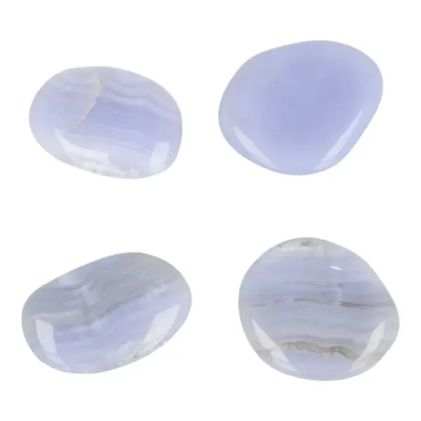 Blauwe chalcedoon zaksteen van 3,5-4cm lang