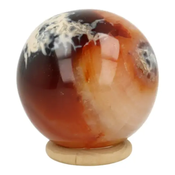 Mooi getekende carneool bol met diameter van 54mm (nr.1)