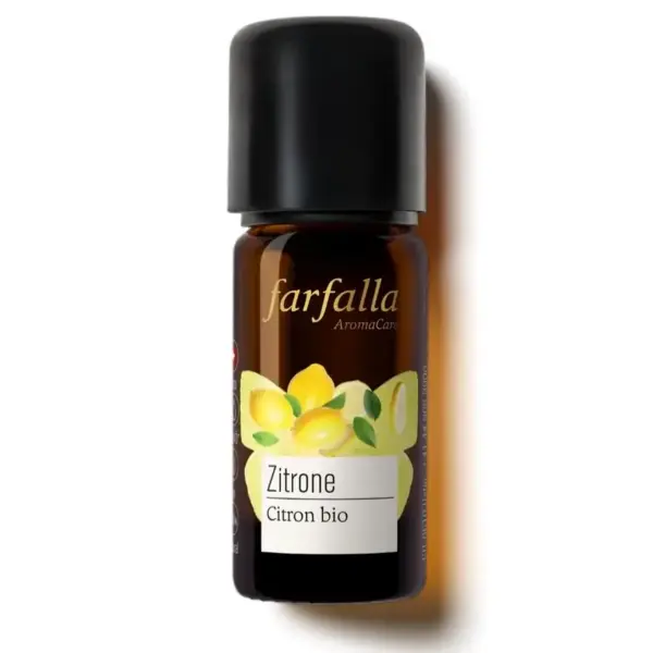 Biologische essentiele olie van citroen van het merk Farfalla. Inhoud is 10ml