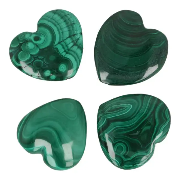 Fraaie malachiet hartjes van 4cm breed