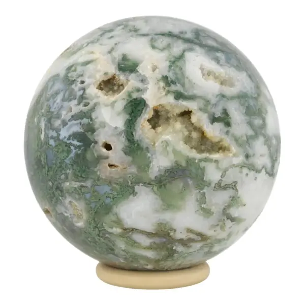 Prachtige grote mosagaat boom et diameter van 14cm op houten ring