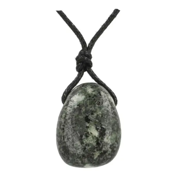 Fraaie Presili Bluestone hanger doorboord aan zwart waxkoord
