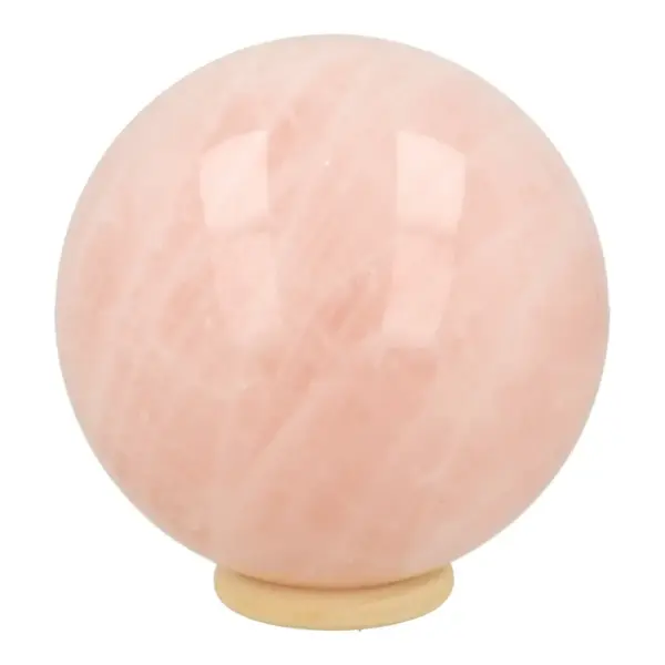 Mooie roze rozenkwarts bol met diameter van 108mm op houten ring