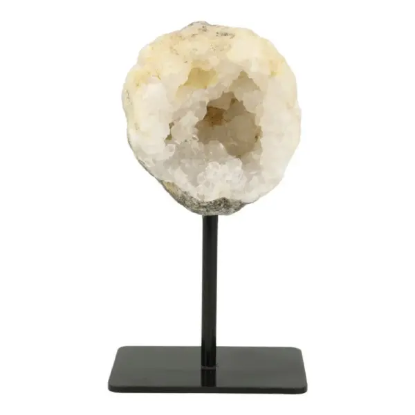 Leuke bergkristal geode op standaard (nr.1)