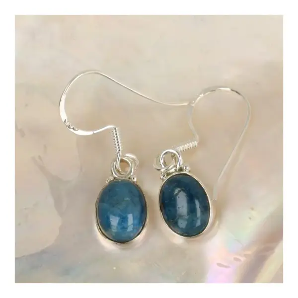 Fraaie blauwe apatiet ober in zilver met ovale apatiet in juwelierskwaliteit 925 sterling zilver