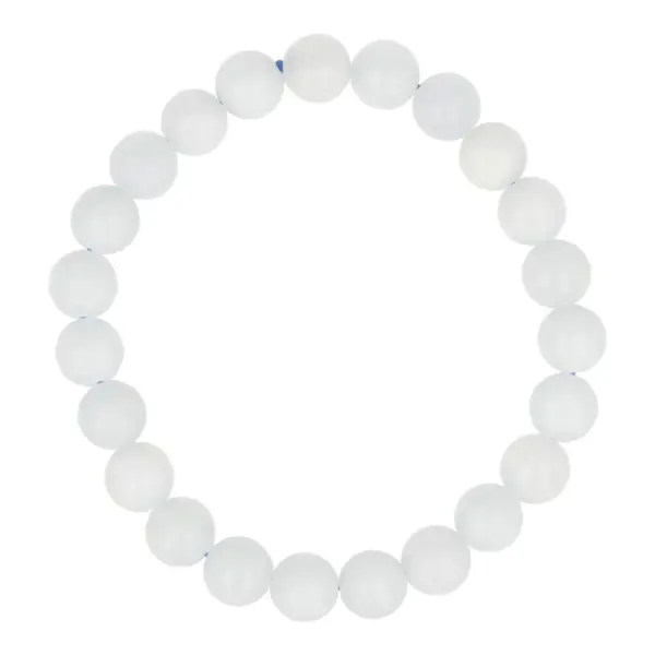 Fraaie lichte blauwe calciet armband met kralen van 8mm op rekbaar koord
