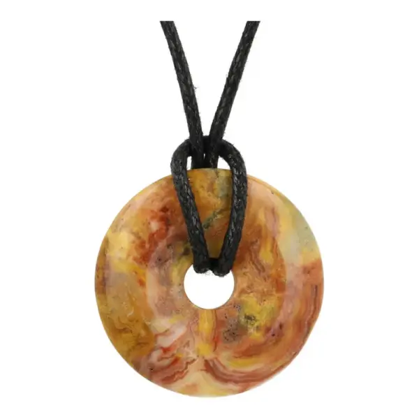 Fraai getekende Cary lach agaat donut hanger met diameter van 3cm