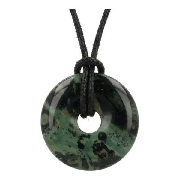 Fraaie groen met zwarte Kabamba jaspis donut van 3cm