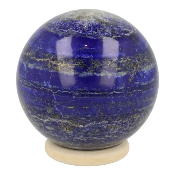Mooie gebrande lapis lazuli bol met diameter van 67mm op houten ring