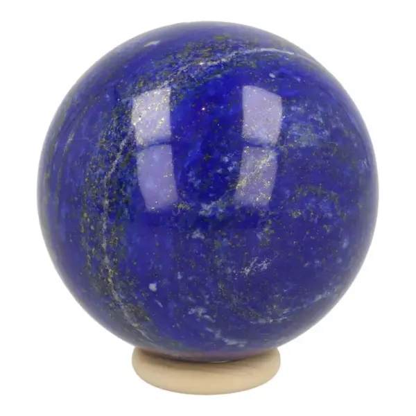 Mooie donkerblauwe lapis lazuli bol met diameter van 65mm (nr.2) op houten ring