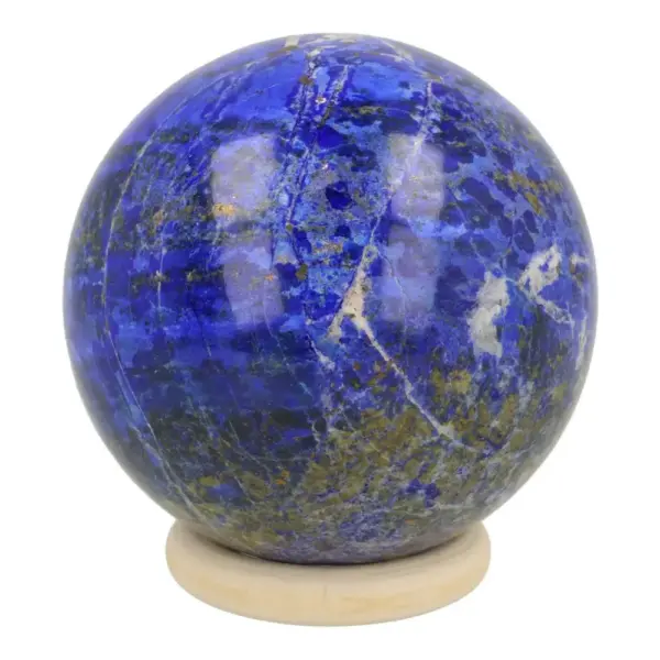 Supermooie lapis lazuli bol van 66mm op houten ring