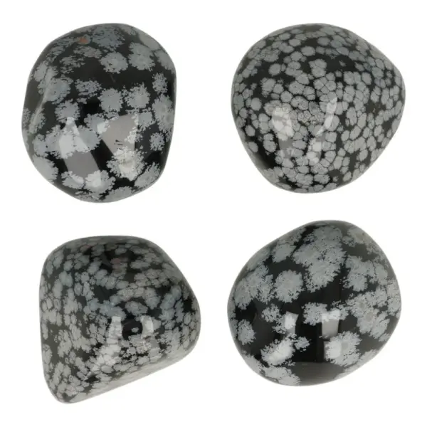 Mooie grote sneeuwvlok obsidiaan knuffelsteen jumbo van 7cm lang