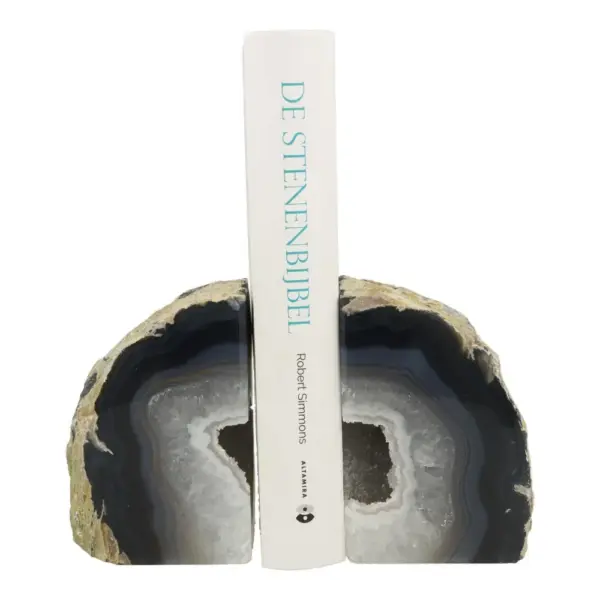 Fraaie set agaat boekensteunen gemaakt van een agaat geode (nr.1)